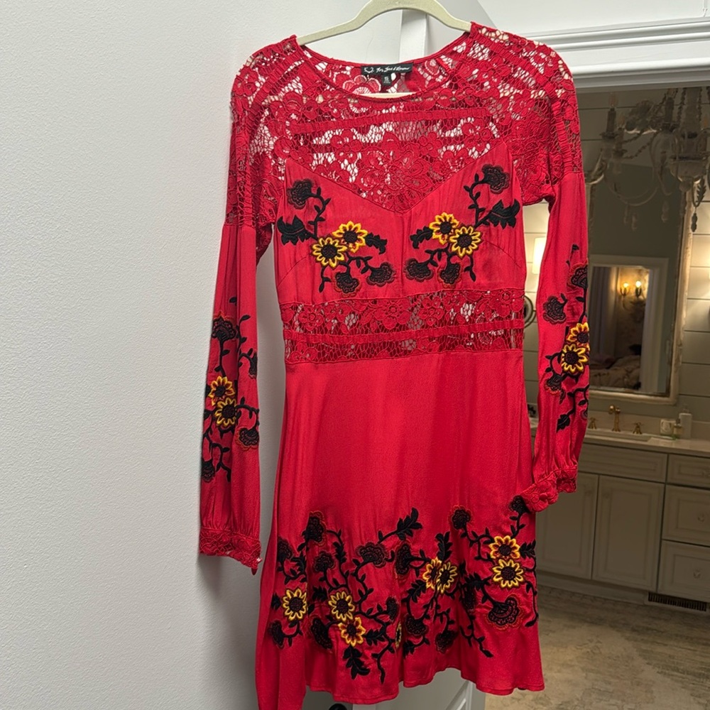For love of lemons, red embroidered dress!
